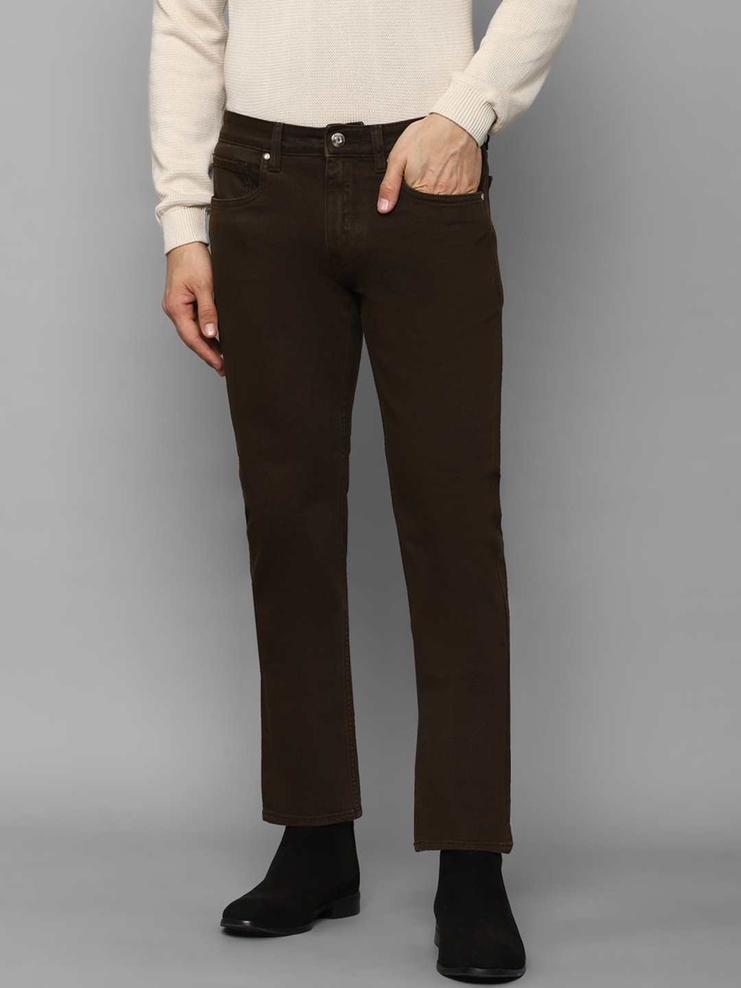 

Louis Philippe Jeans Men Slim Fit Stretchable Jeans, Brown