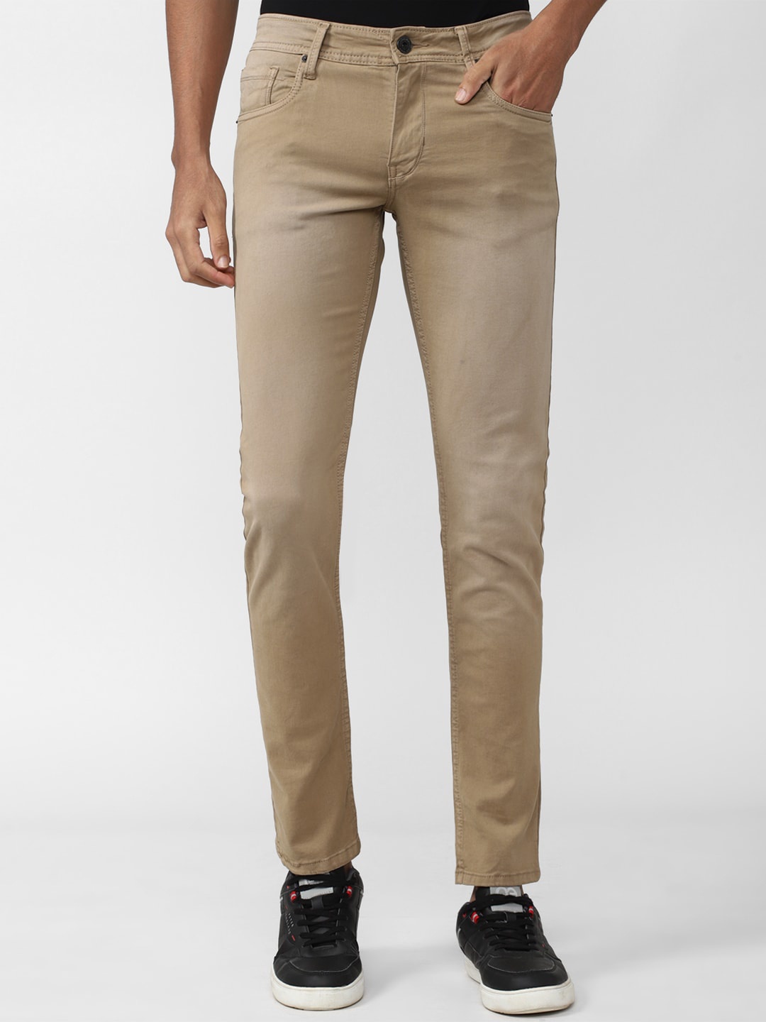 

Peter England Casuals Men Skinny Fit Mid-Rise Jeans, Khaki