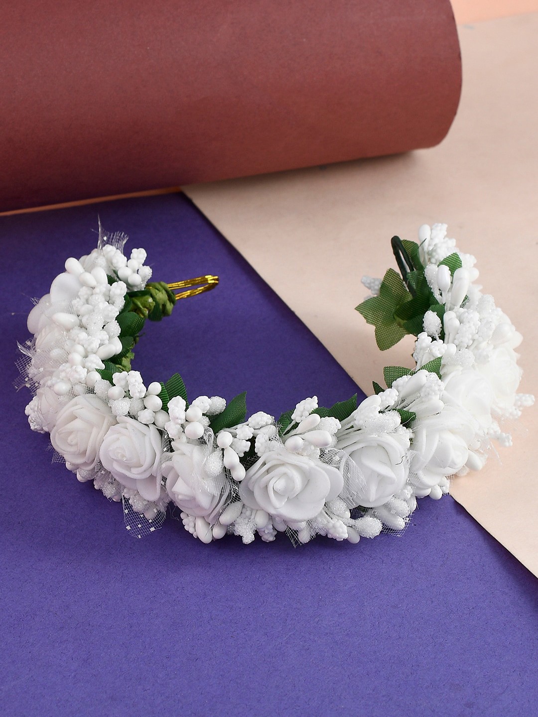 

Sanjog Women Floral Embellished Hair Accessory Set, White
