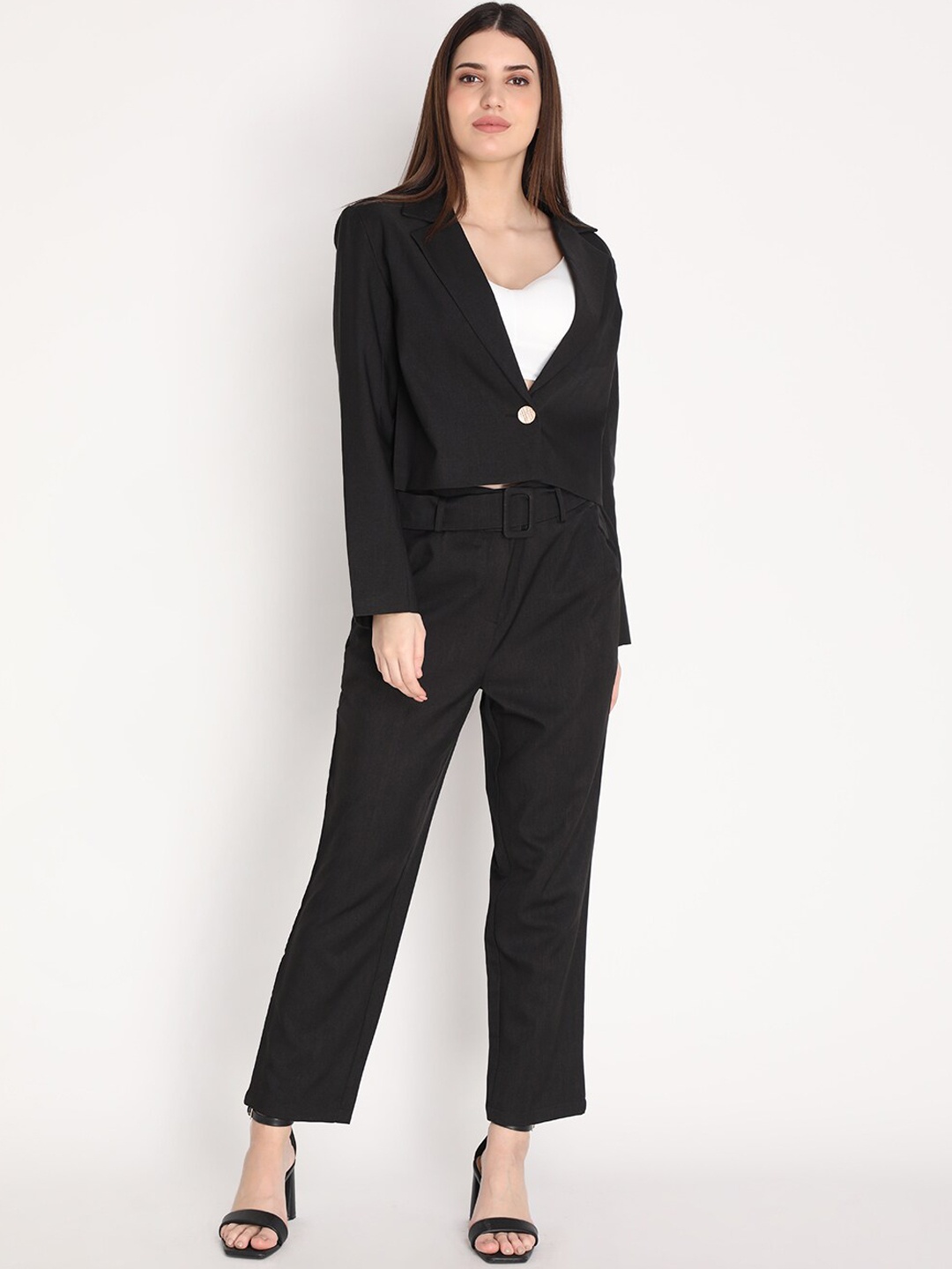 

Dlanxa Women Single-Breasted Two-Piece Suit, Black