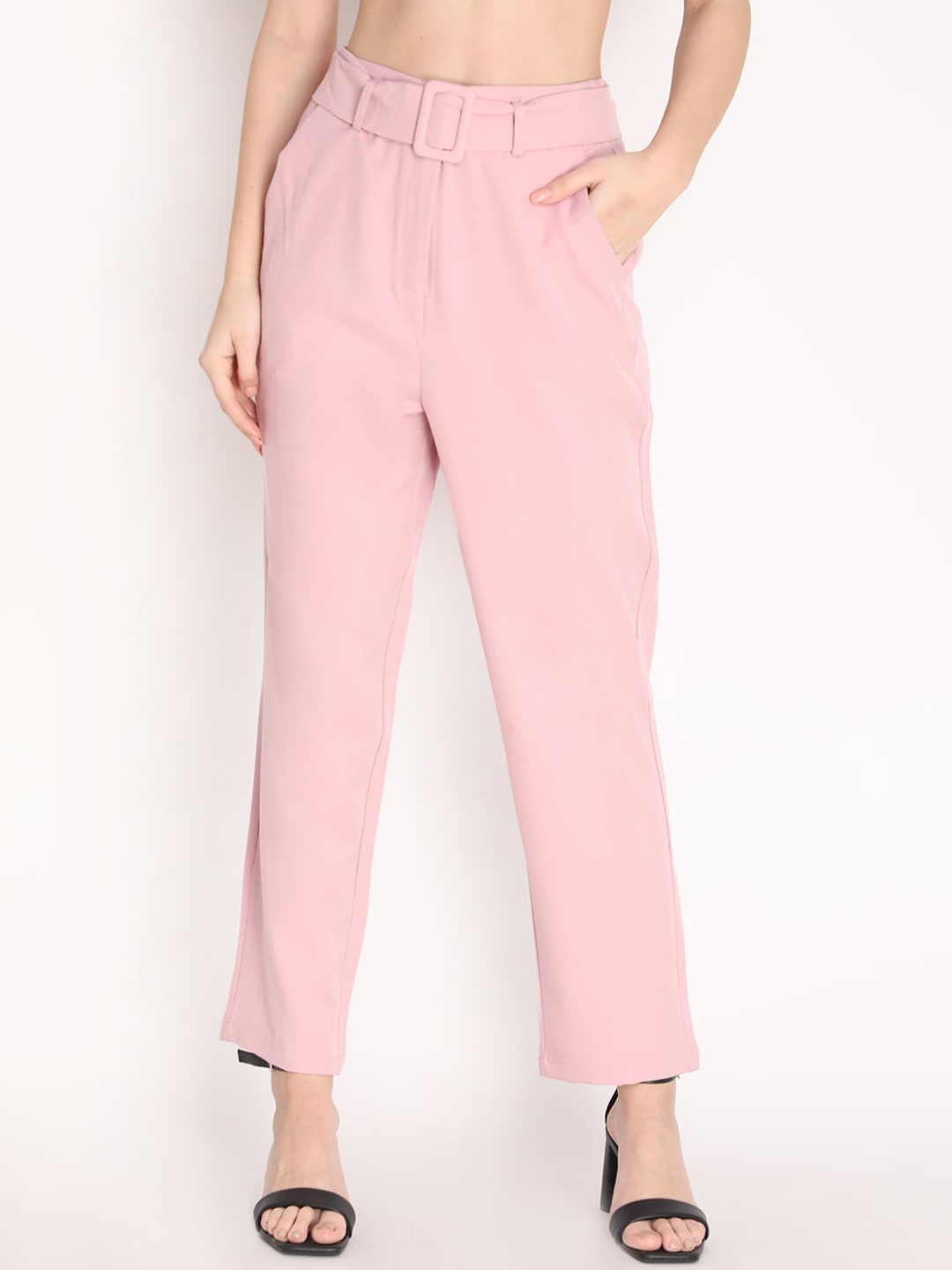 

Dlanxa Women Solid Regular Fit Peg Trousers, Pink