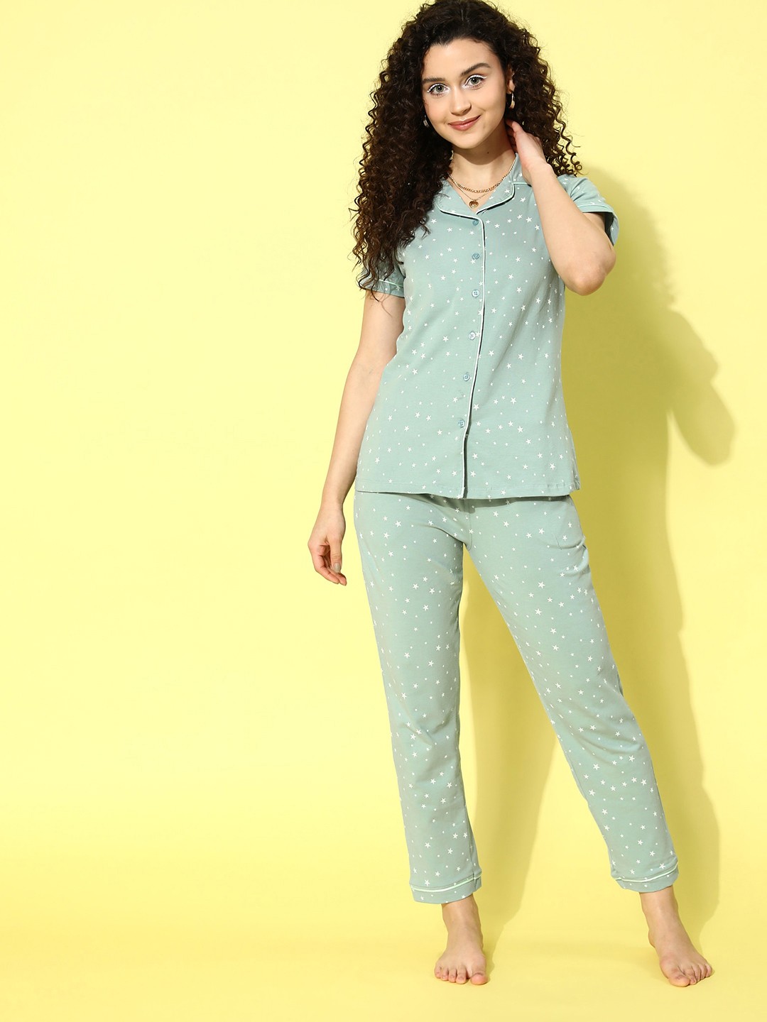 

Sweet Dreams Women Conversational Printed Night suit, Green