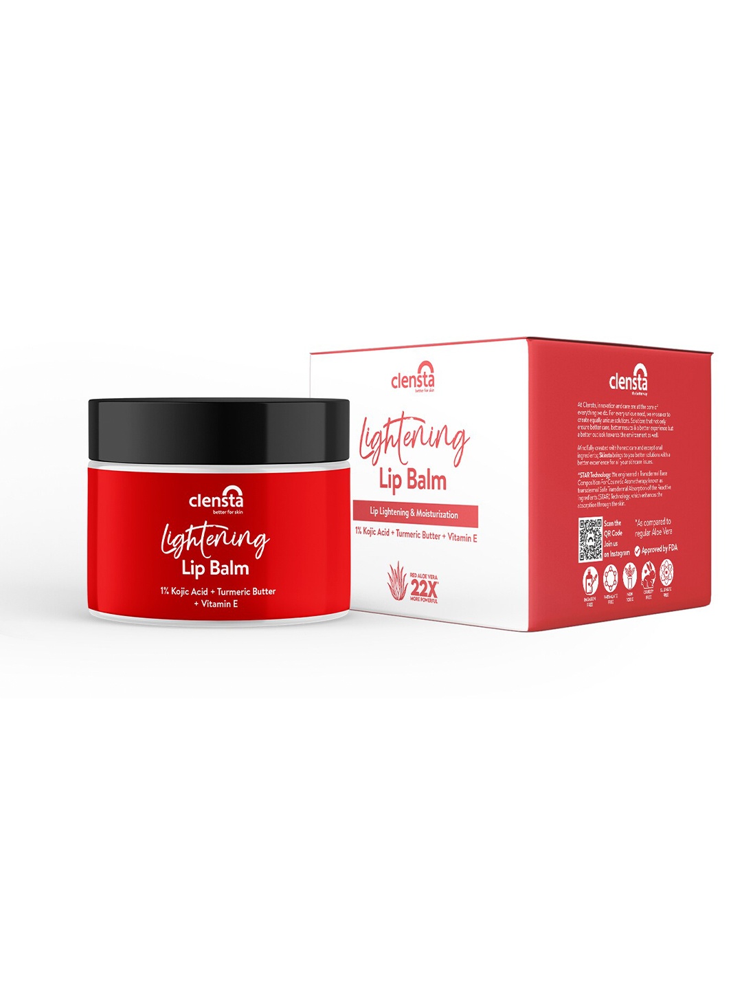 

Clensta 1% Kojic Acid Turmeric Butter Vitamin E Lightening Lip Balm - 15 g, Red