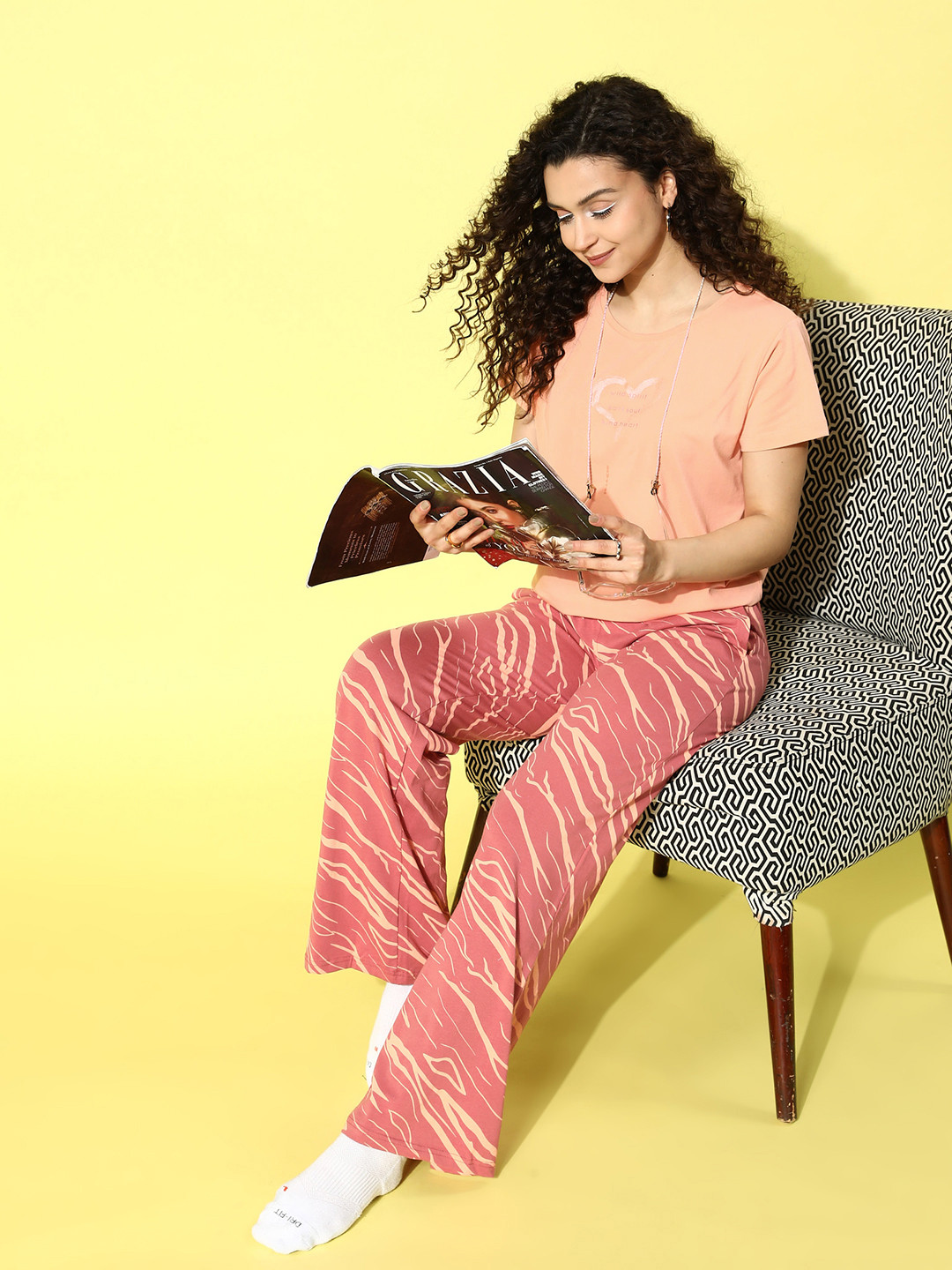 

Sweet Dreams Women Peach-Coloured Printed Night suit
