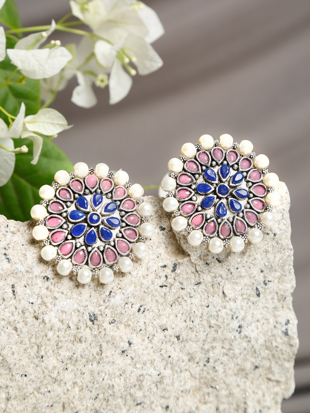 

Dhrohar Oversized Contemporary Studs Earrings, Blue