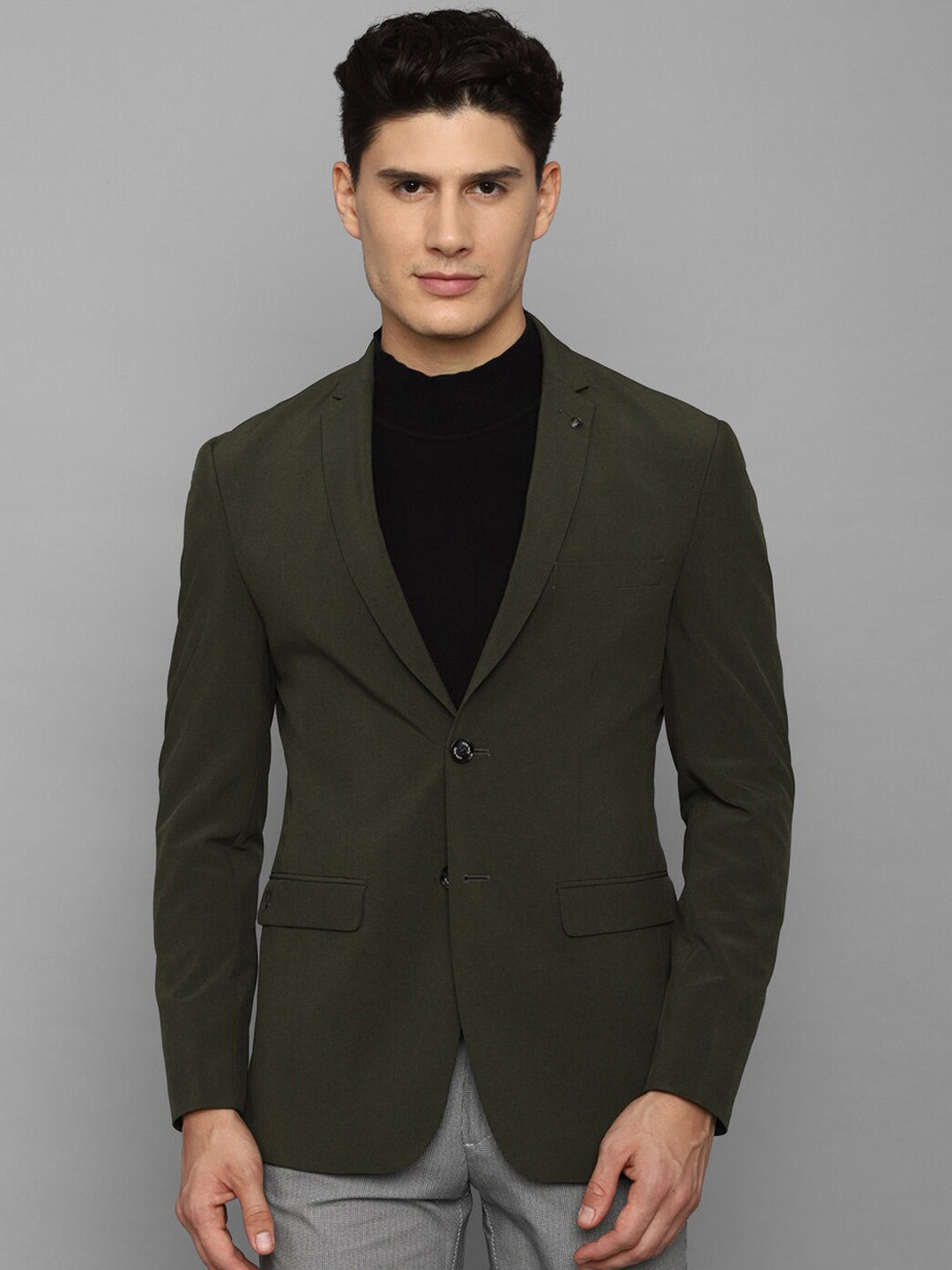 

Allen Solly Men Slim-Fit Single Breasted Blazer, Olive