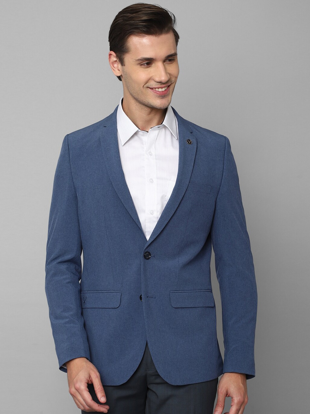 

Allen Solly Men Self-Design Single-Breasted Slim-Fit Formal Blazer, Blue