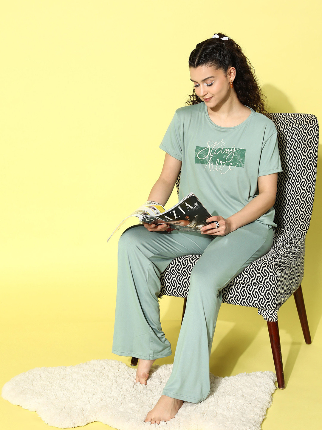 

Sweet Dreams Women Green Printed Night suit