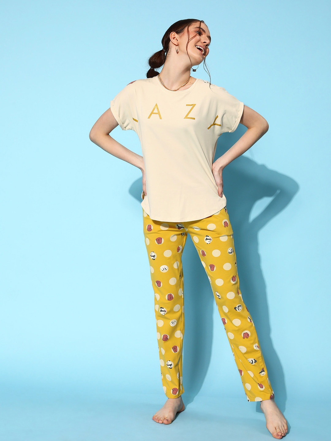 

Sweet Dreams Printed Night suit, Beige