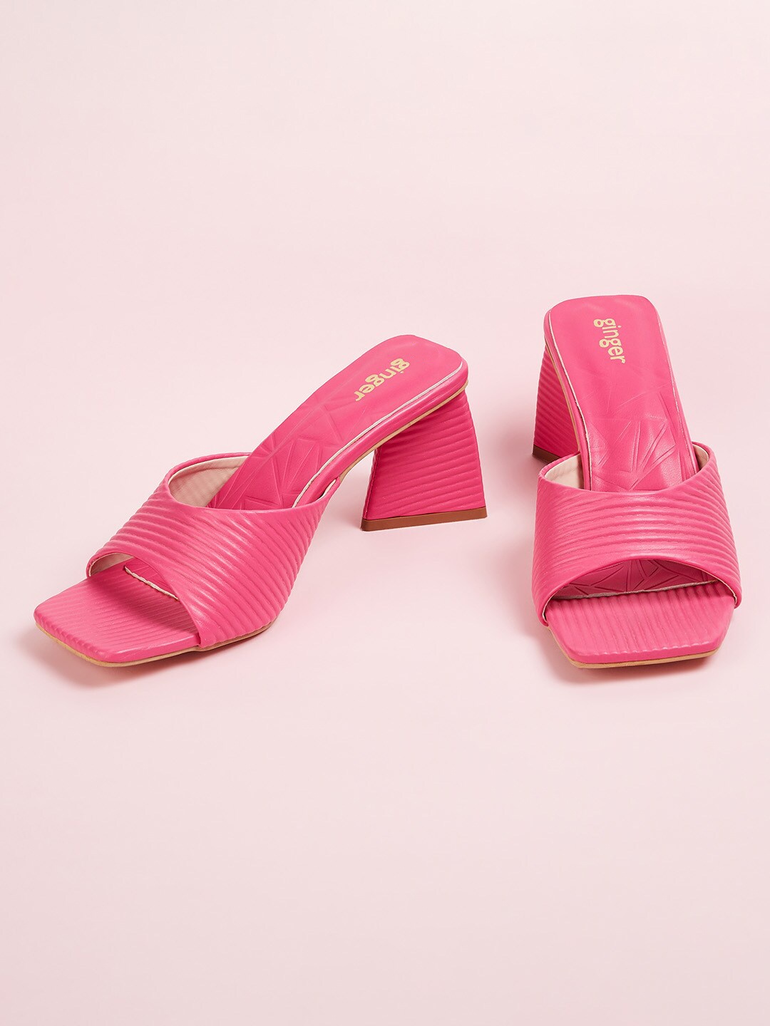 

Ginger by Lifestyle Women Peep Toes Block Heels, Pink