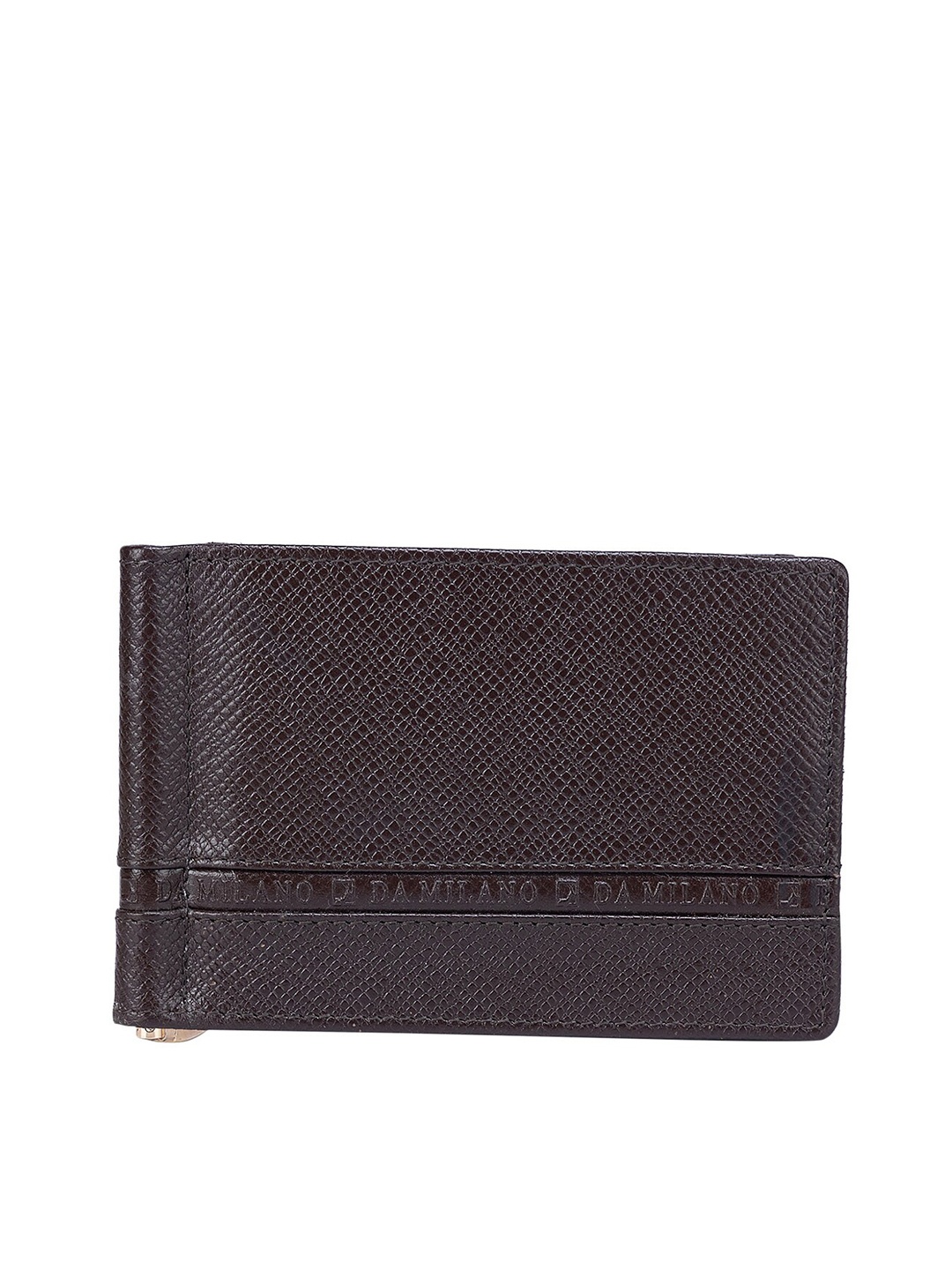 

Da Milano Men Textured Leather Two Fold Wallet, Brown