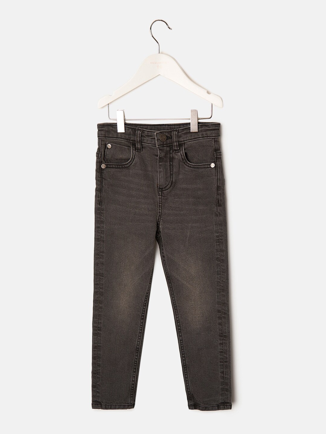 

Angel & Rocket Boys Slim Fit Heavy Fade Stretchable Jeans, Charcoal
