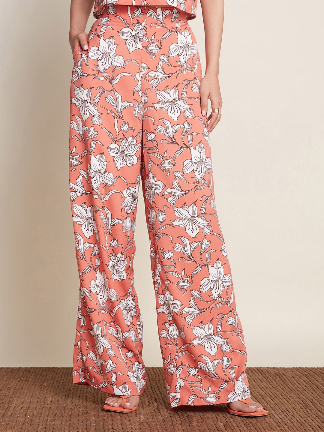 

20Dresses Women Floral Printed Comfort Trousers, Rust
