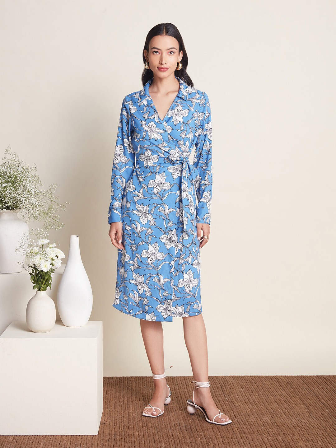 

20Dresses Floral Printed Wrap Dress, Blue