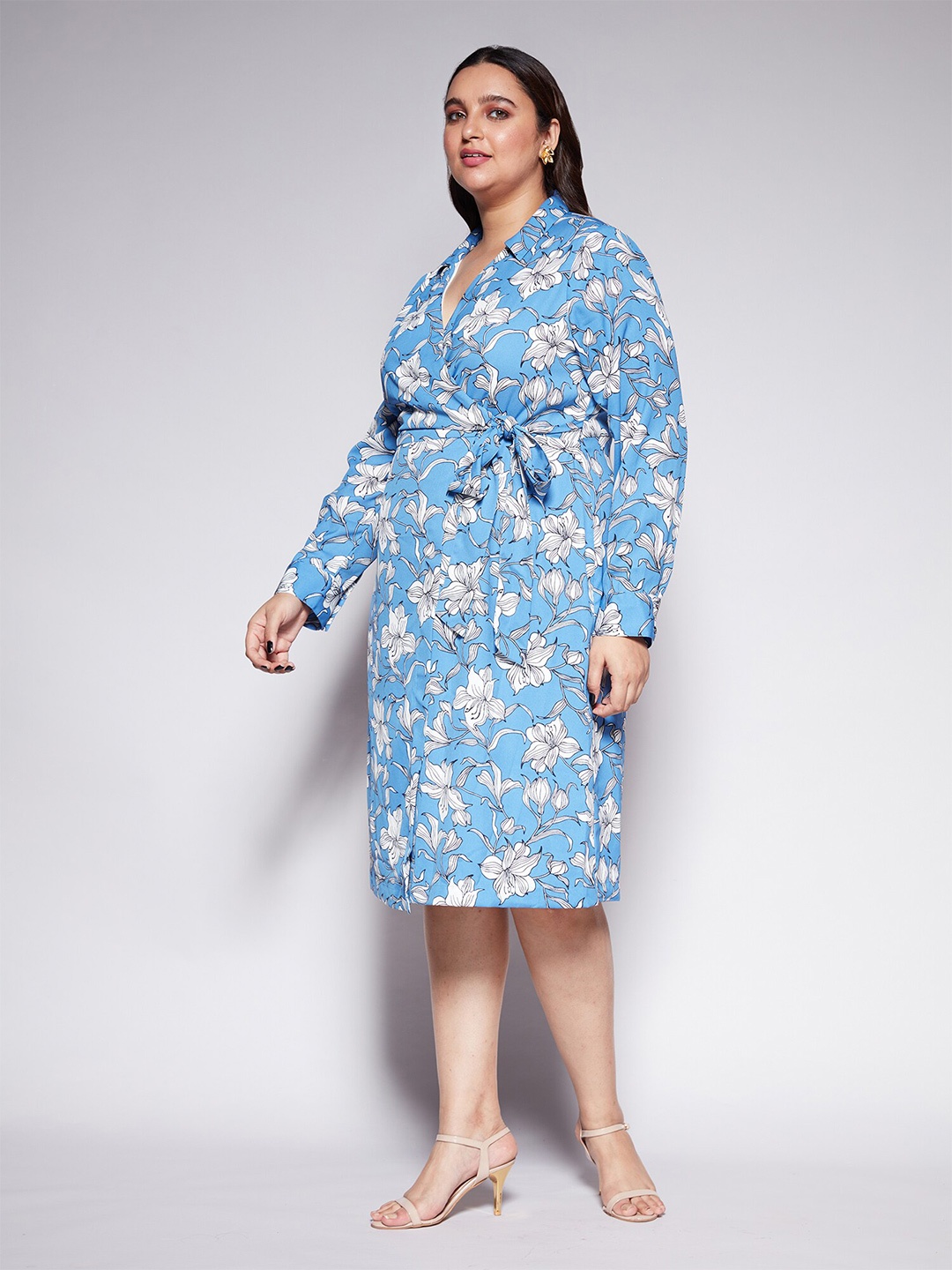 

20Dresses Printed Floral Formal Wrap Dress, Blue
