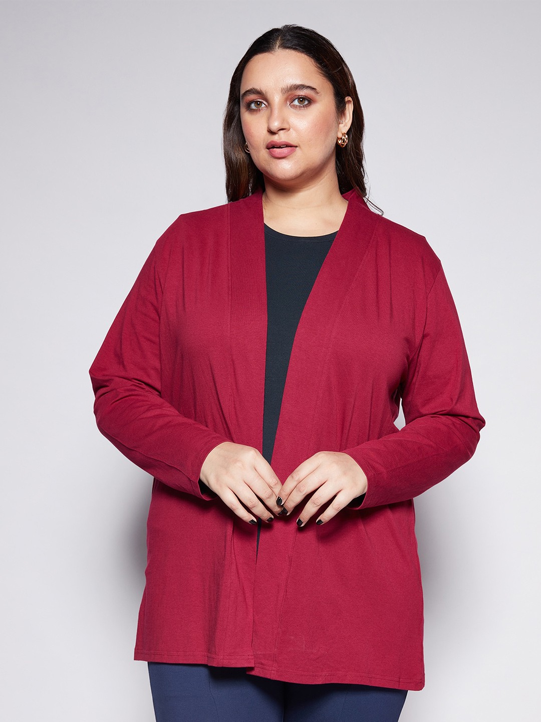

20Dresses Women Longline Cotton Shrug, Red