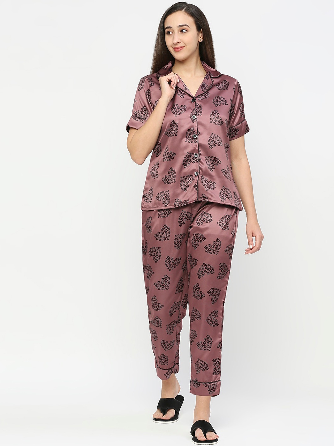 

Smarty Pants Women Printed Night suit, Coffee brown