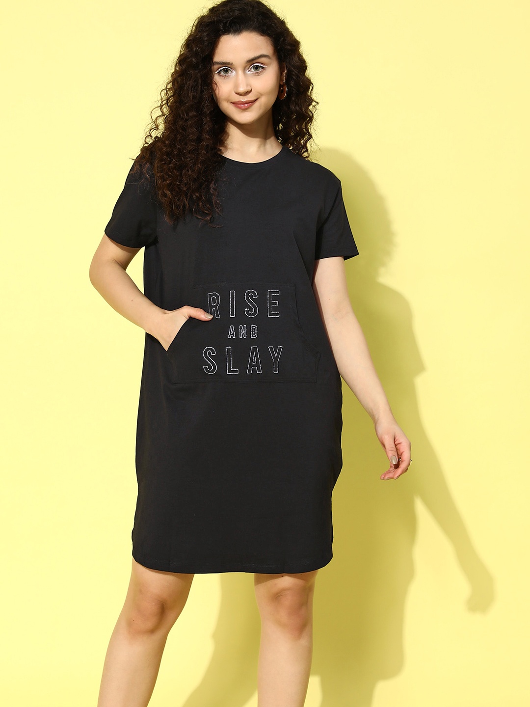 Sweet Dreams Printed Nightdress, Black