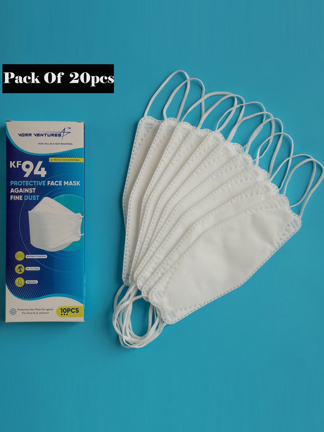 

Jinax Pack of 20 KF 94 Reusable Protective Outdoor Mask, White