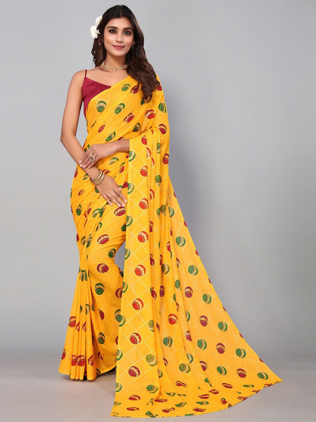 

KALINI Ethnic Motifs Printed Saree, Yellow