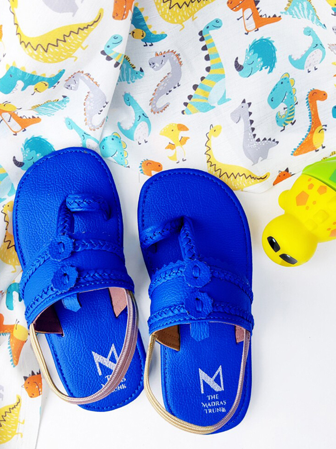 

THE MADRAS TRUNK Kids Leather Comfort Kolhapuri Sandals, Blue