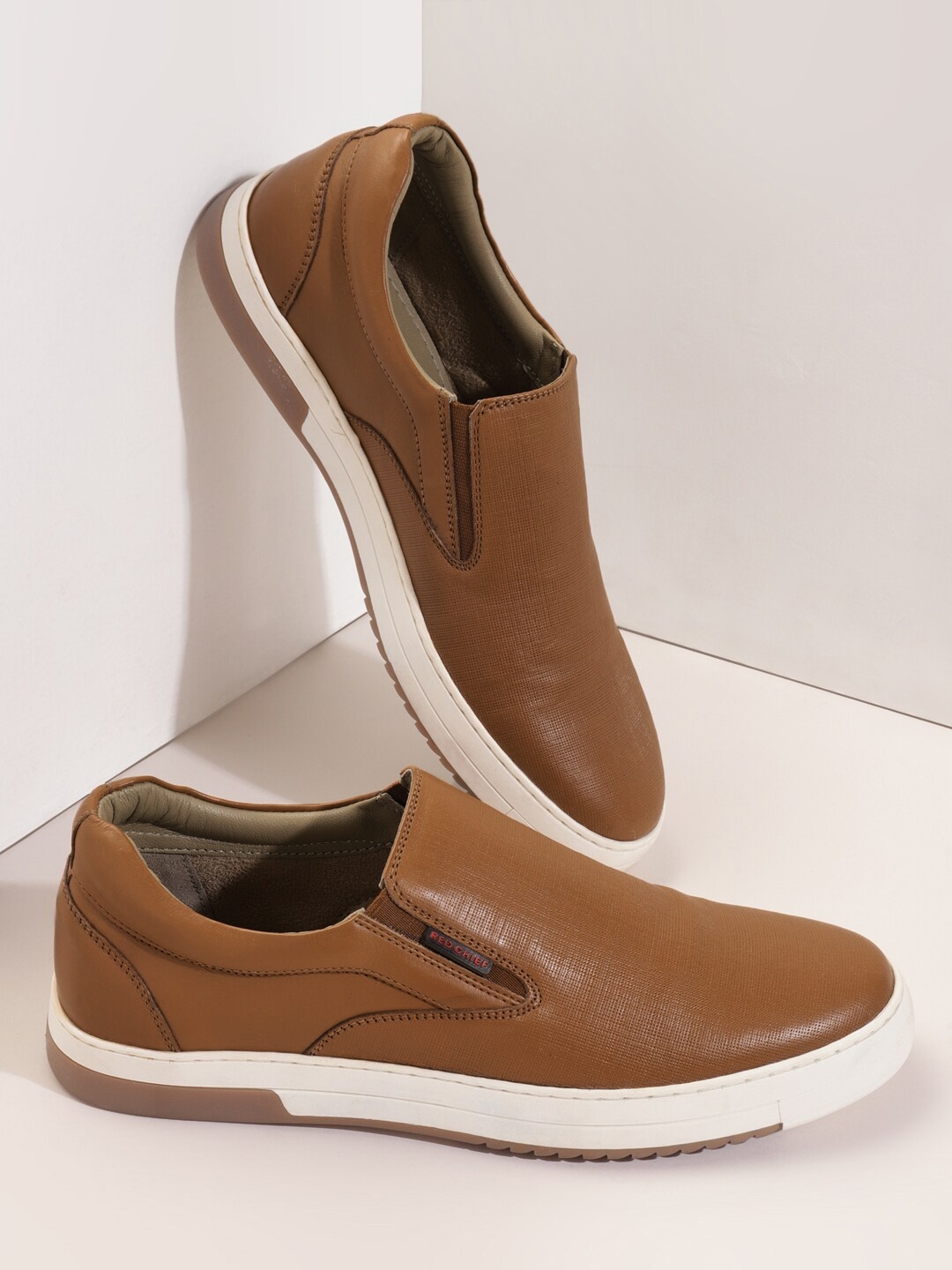 

Red Chief Men Leather Slip-On Sneakers, Tan