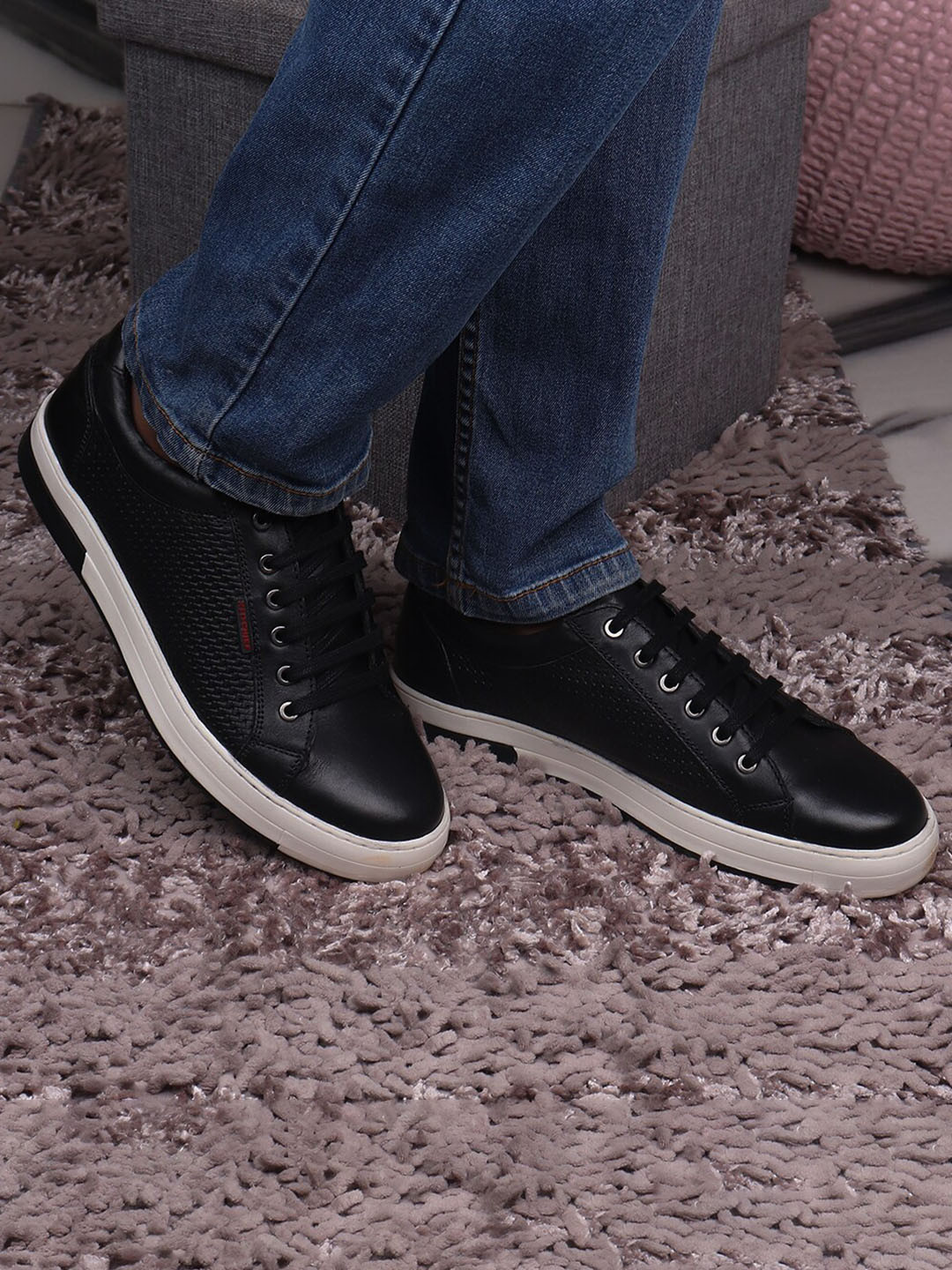 

Red Chief Men Leather Sneakers, Black