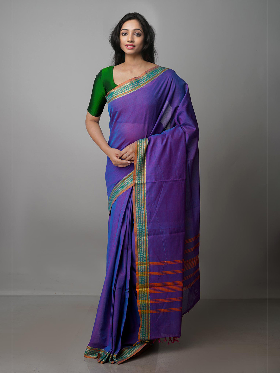 

Unnati Silks Zari Pure Cotton Kanjeevaram Saree, Blue