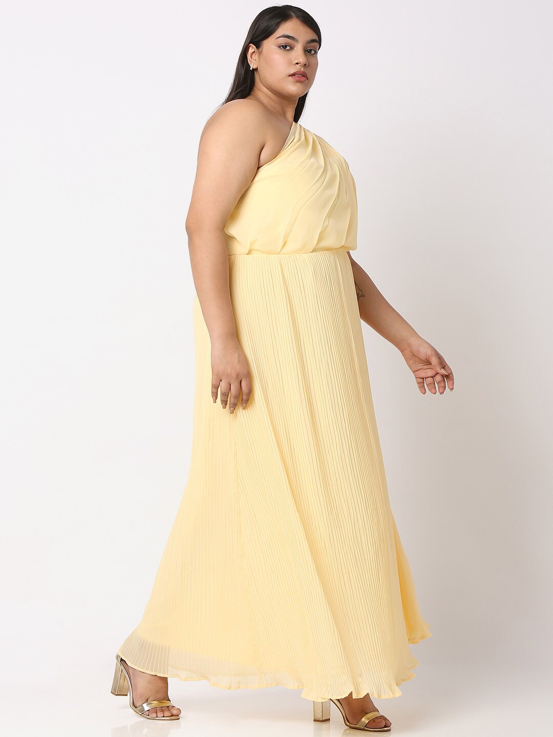 

Curves by MISH Plus Size One Shoulder A-Line Maxi Dress, Yellow