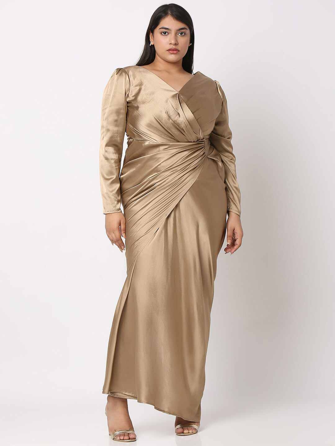 

Curves by MISH Plus Size Satin Maxi Dress, Bronze