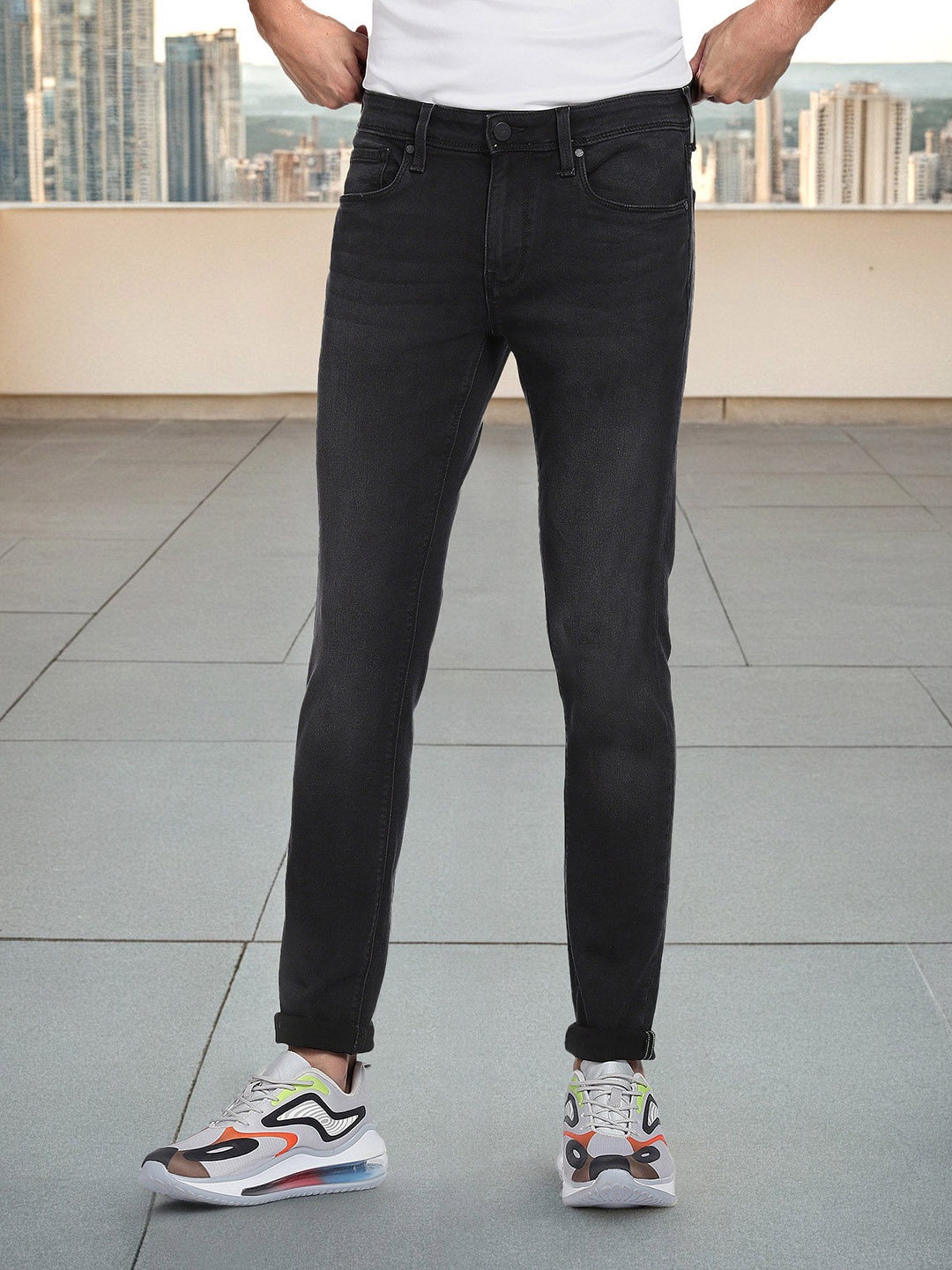 

Flying Machine Super Skinny Fit Stone Wash Luxe F-Lite Jeans, Black
