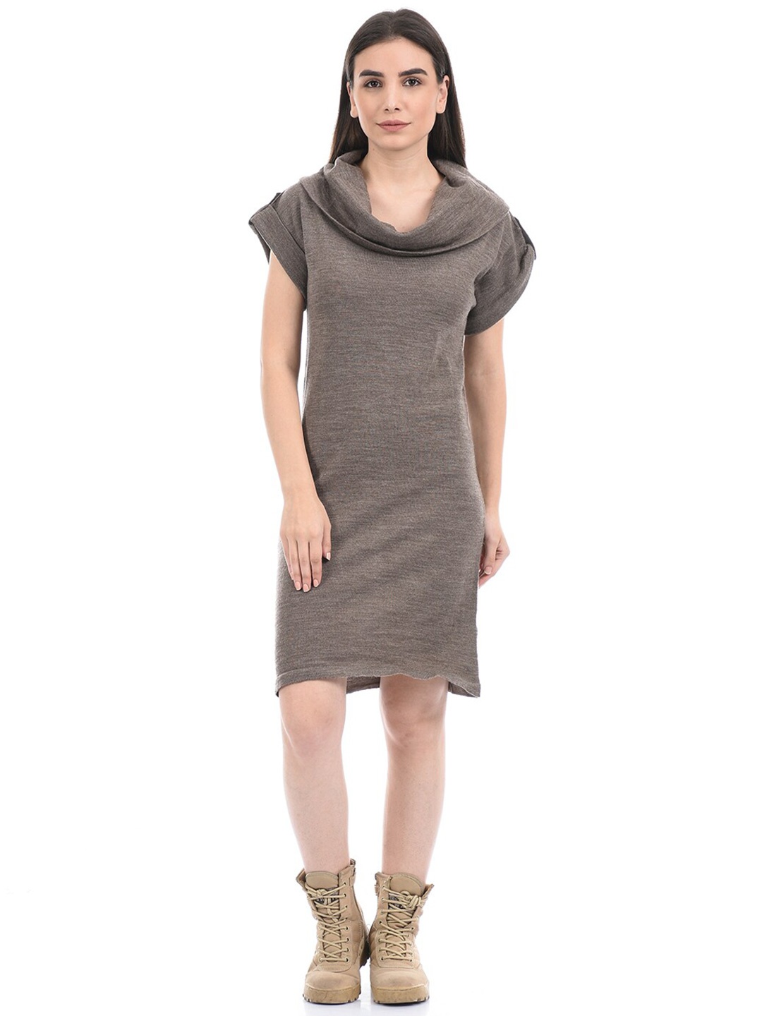

PORTOBELLO Brown Choker Neck Bodycon Dress