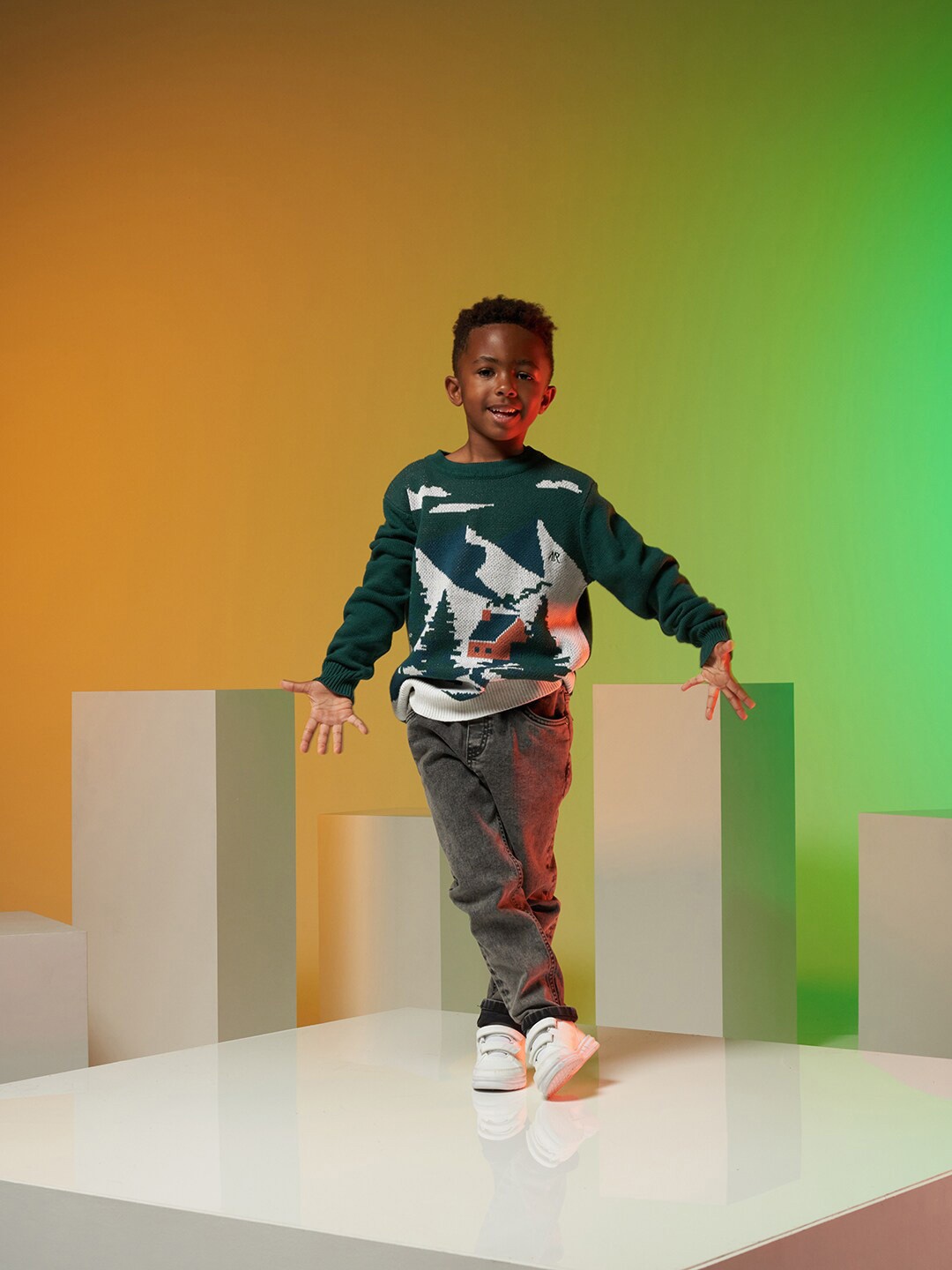 

Angel & Rocket Boys Printed Cotton Pullover, Green