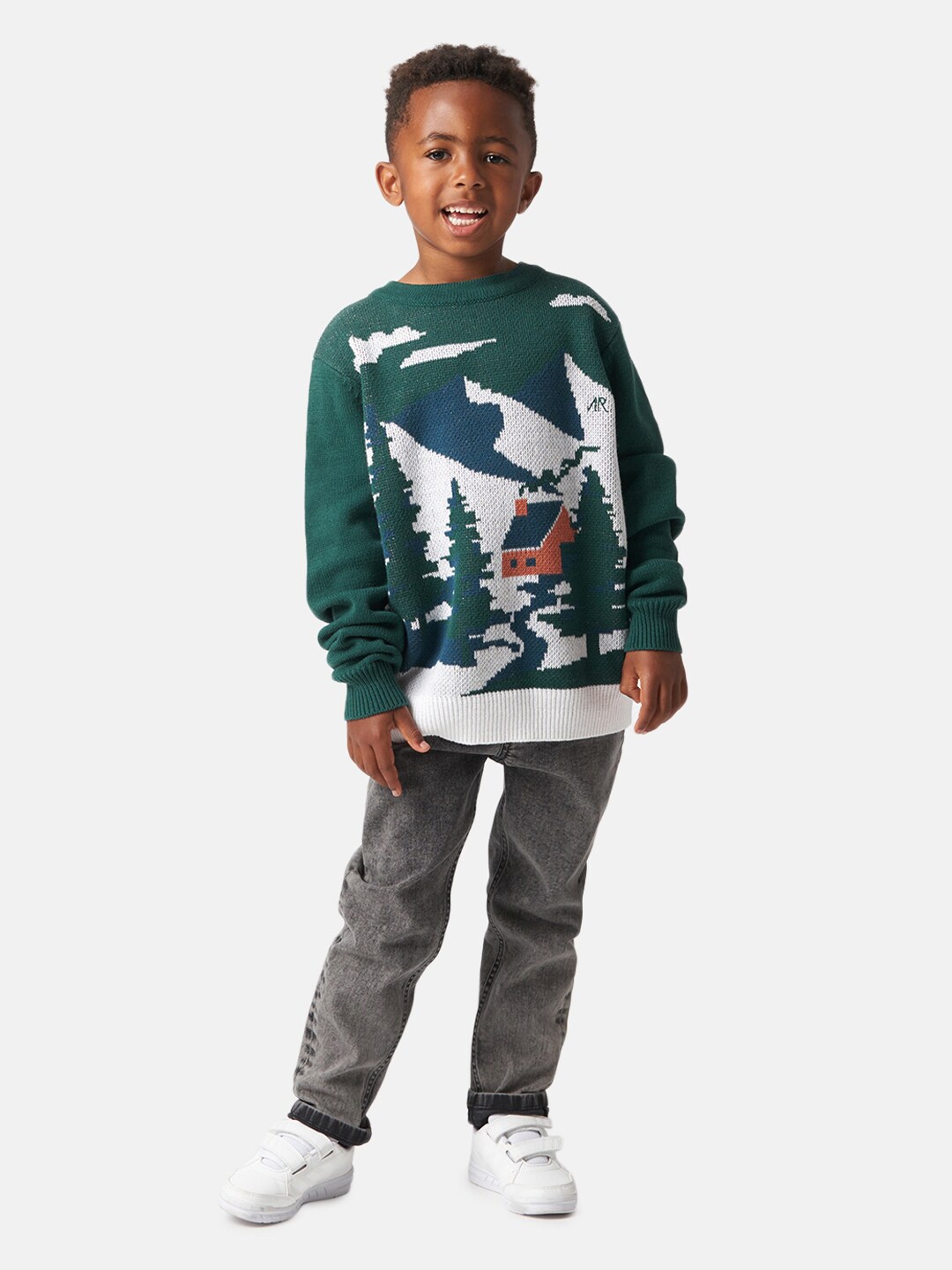 

Angel & Rocket Boys Printed Pullover, Green