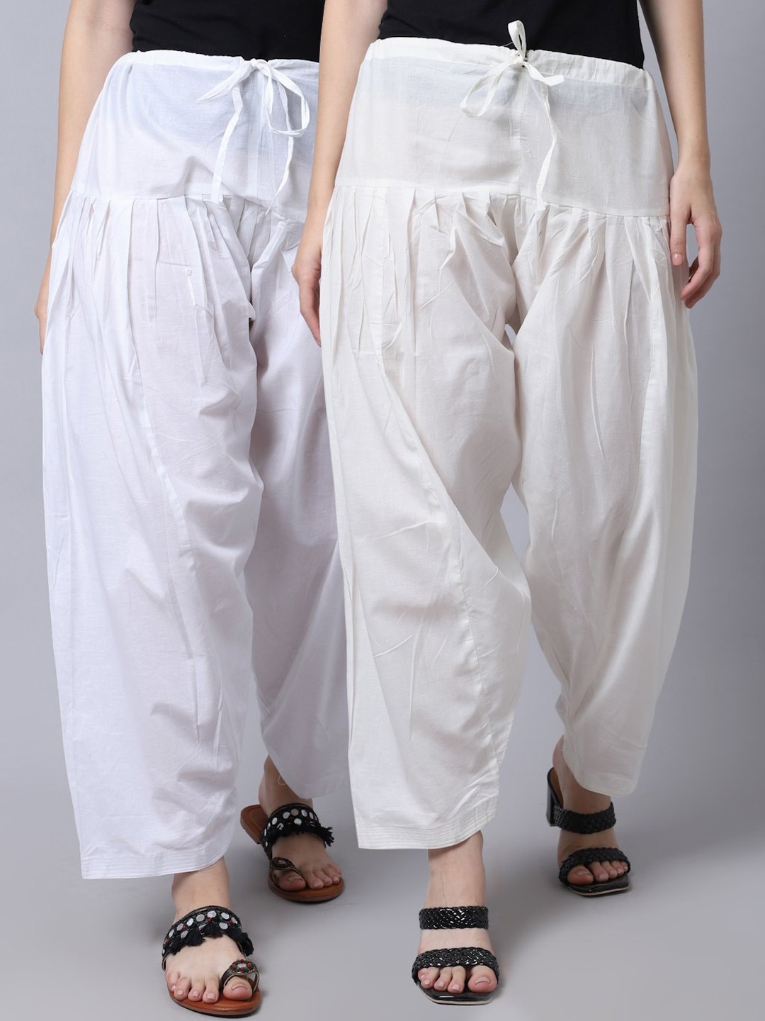 

Miaz Lifestyle Women Pack Of 2 Pure Cotton Loose-fit Salwar, White