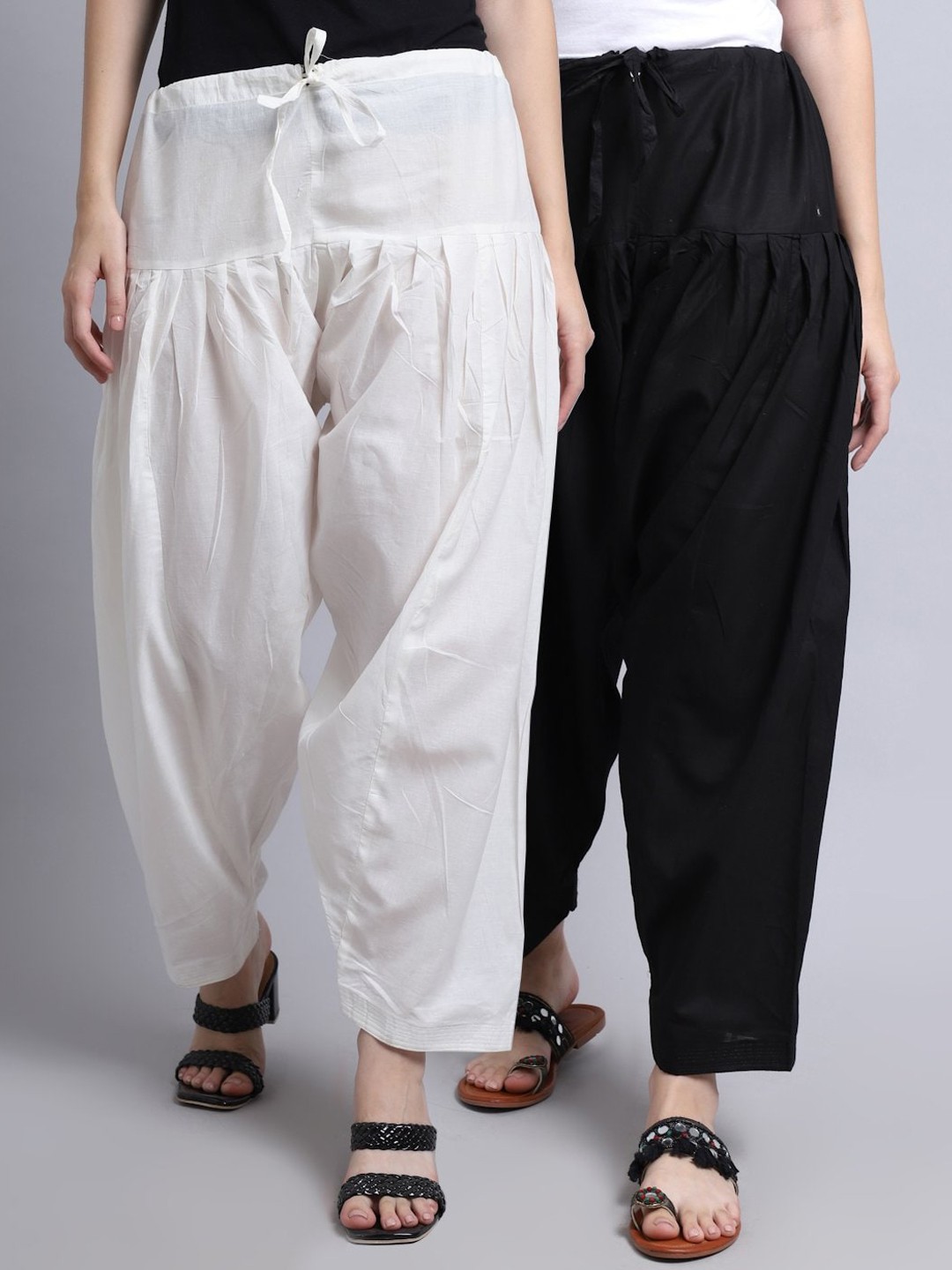

Miaz Lifestyle Women Pack Of 2 Loose fit Pure Cotton Salwar, Black