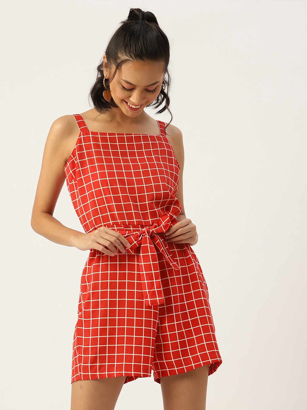 

SIRIKIT Red & White Checked Jumpsuit