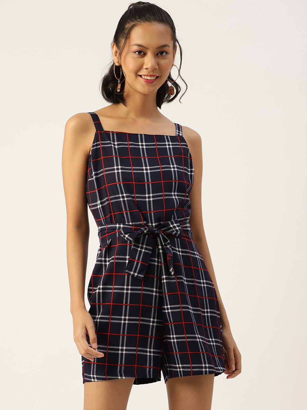 

SIRIKIT Printed Checked Jumpsuit, Navy blue