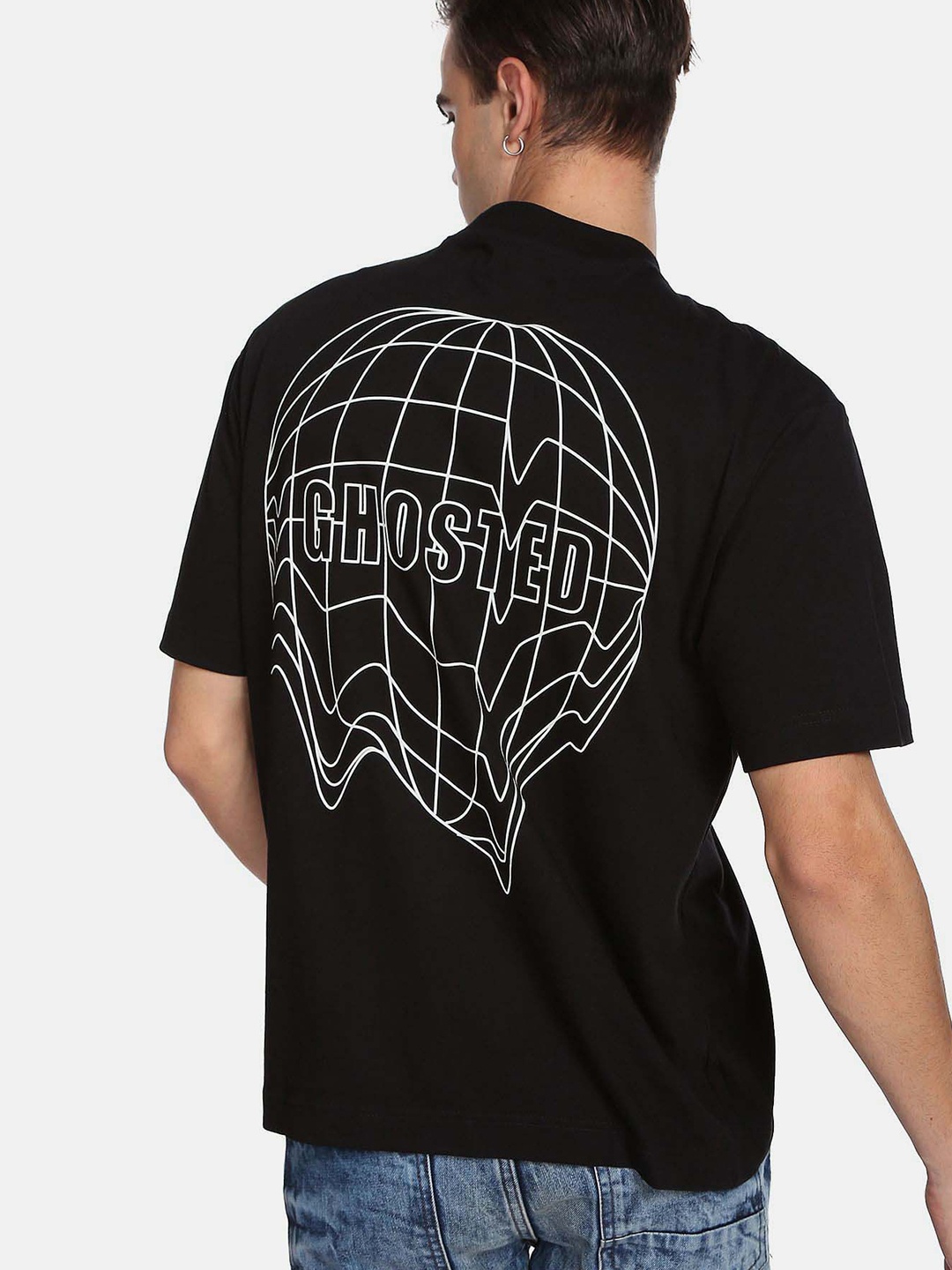 

Flying Machine Graphic Print Glow In The Dark T-Shirt, Black