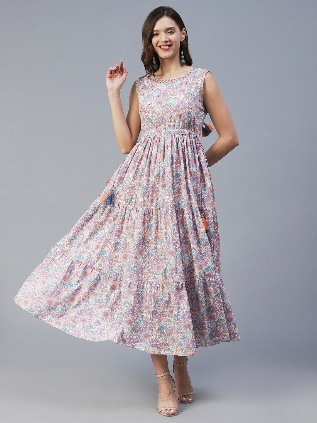 

FASHOR Floral Printed Fit & Flare Maxi Dress, White