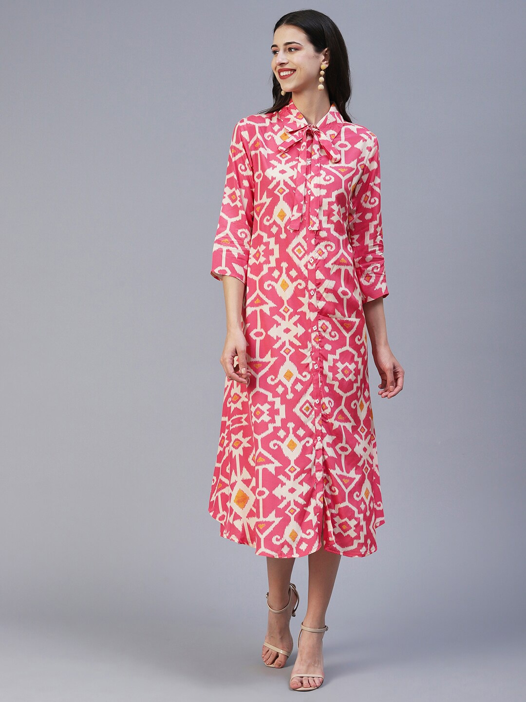 

FASHOR Floral Shirt Midi Dress, Pink