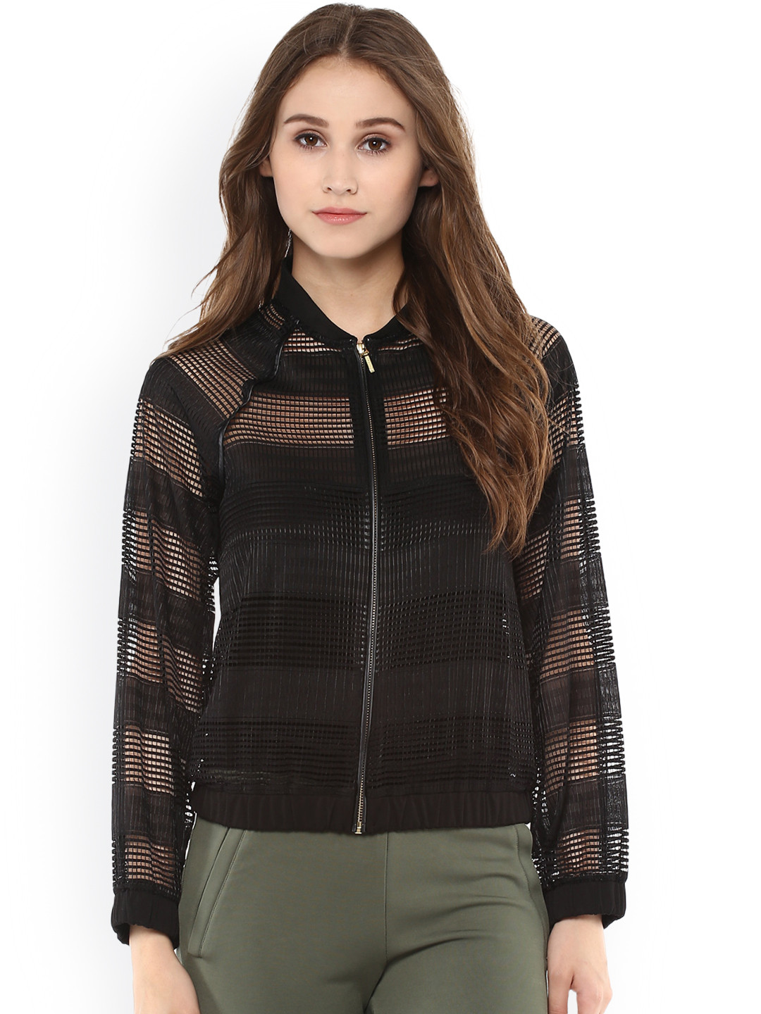 

Kazo Women Black Striped Bomber