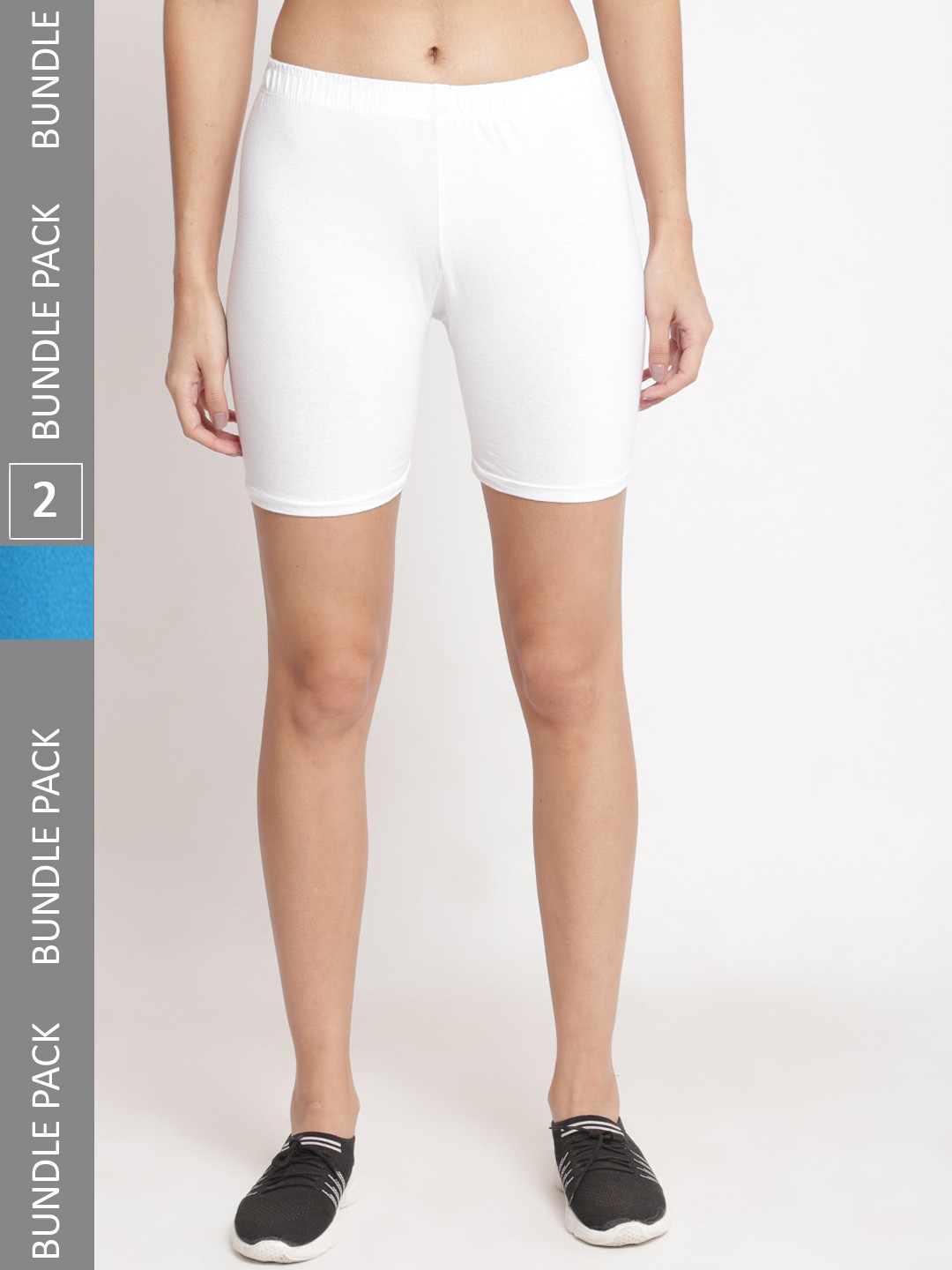 

GRACIT Women Pack Of 2 Cycling Super Combed Cotton Lycra Sports Shorts, White