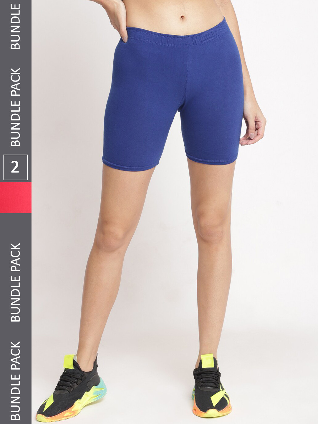

GRACIT Women Pack Of 2 Cycling Super Combed Cotton Lycra Sports Shorts, Red