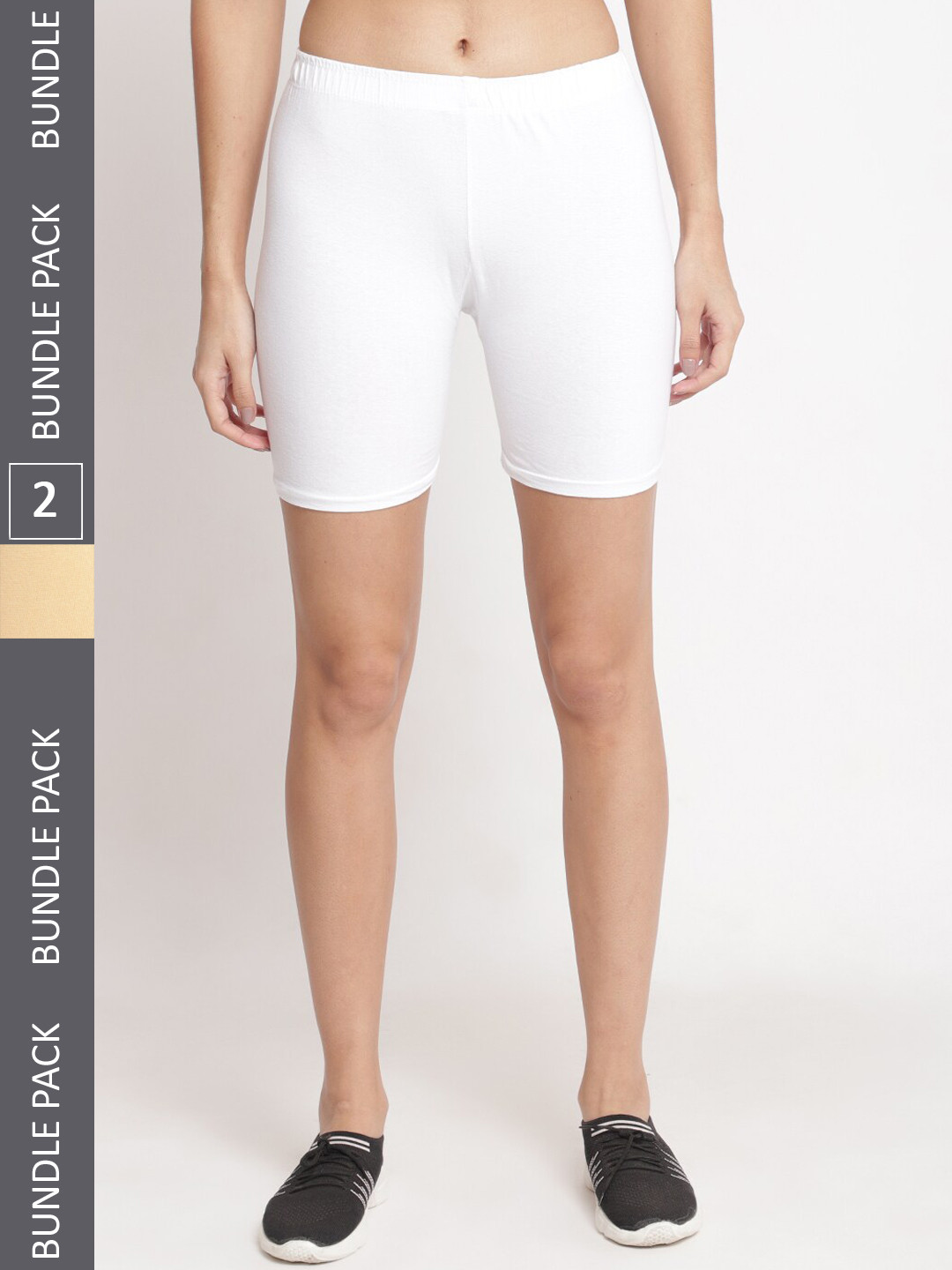

GRACIT Women Pack Of 2 Cycling Sports Shorts, White
