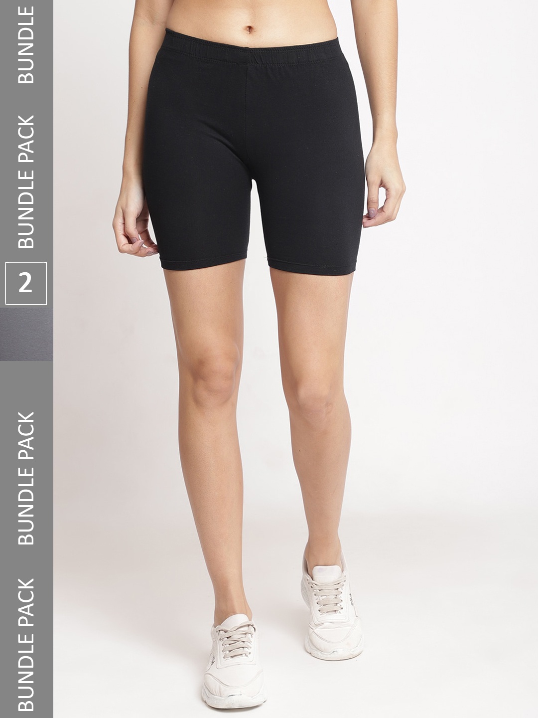 

GRACIT Women Pack Of 2 Cycling Sports Shorts, Black