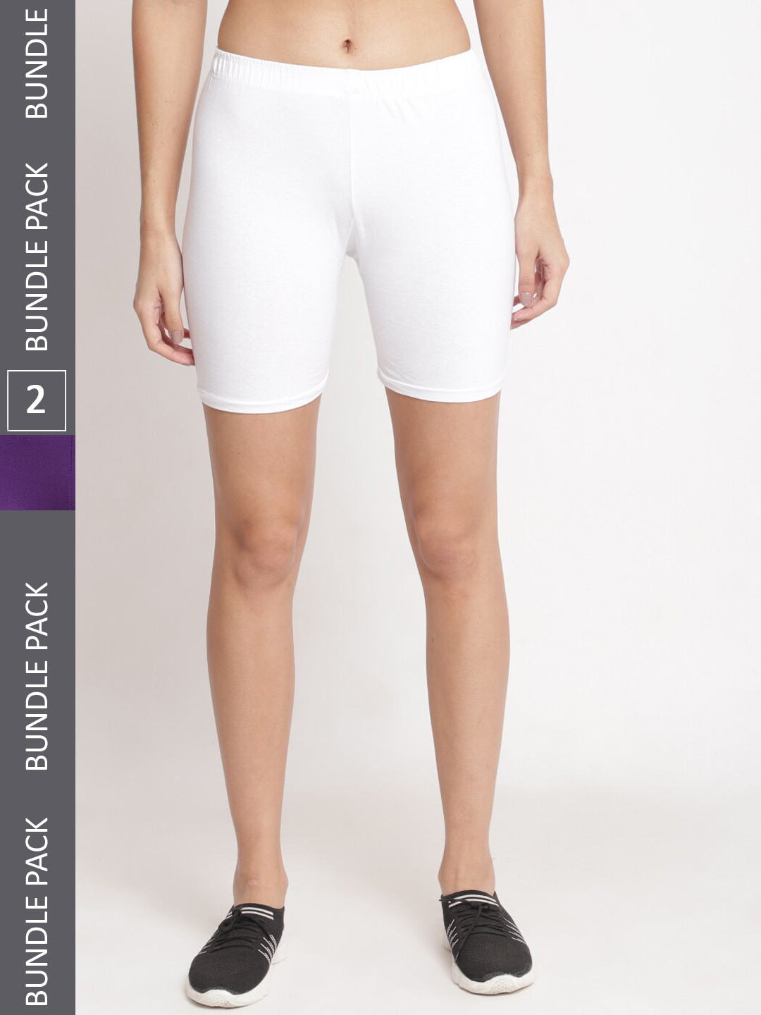

GRACIT Women Pack Of 2 Mid-Rise Cycling Shorts, White