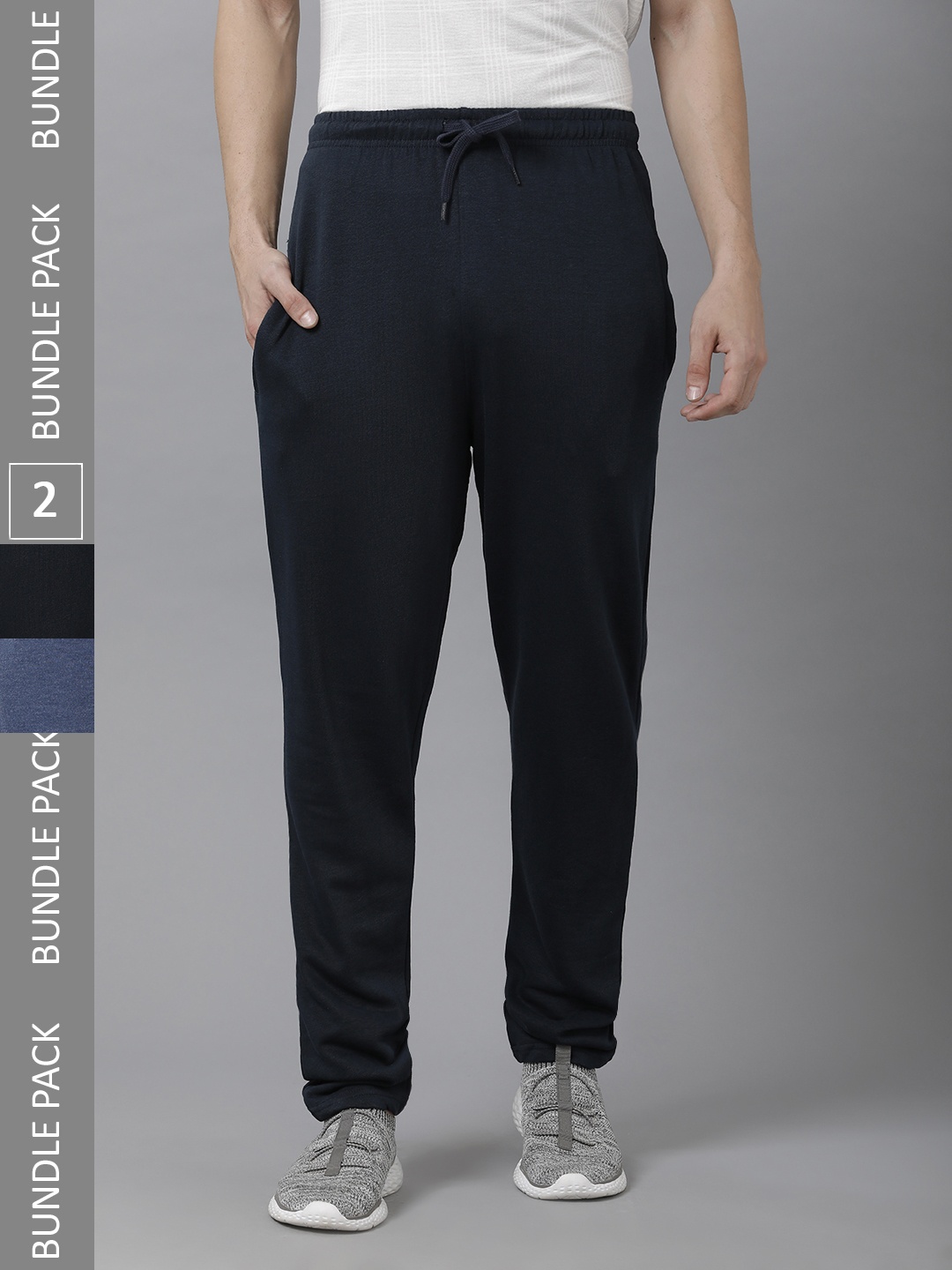 

MADSTO Men Pack Of 2 Cotton Track Pants, Blue