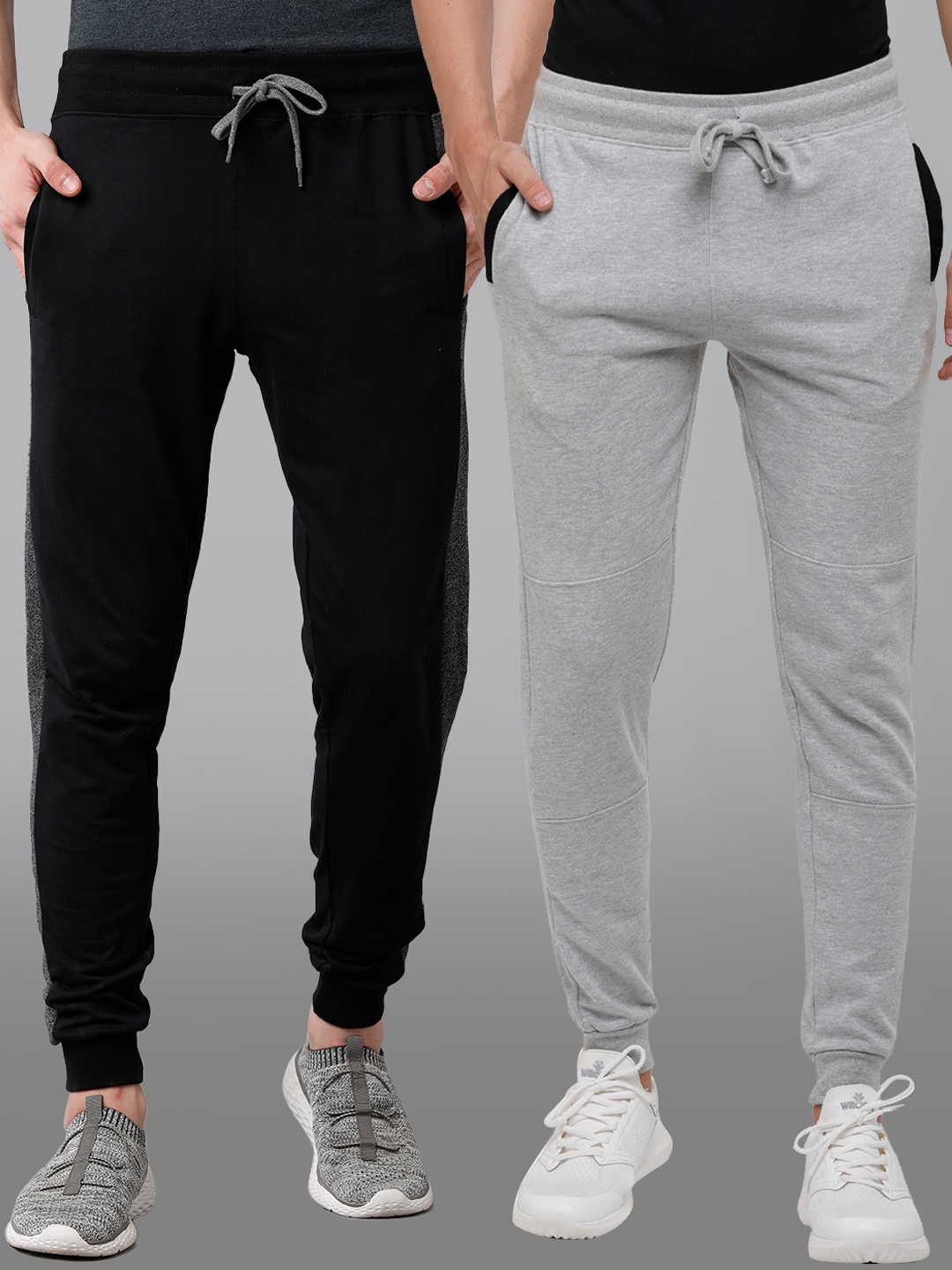 

MADSTO Men Pack Of 2 Cotton Joggers, Grey