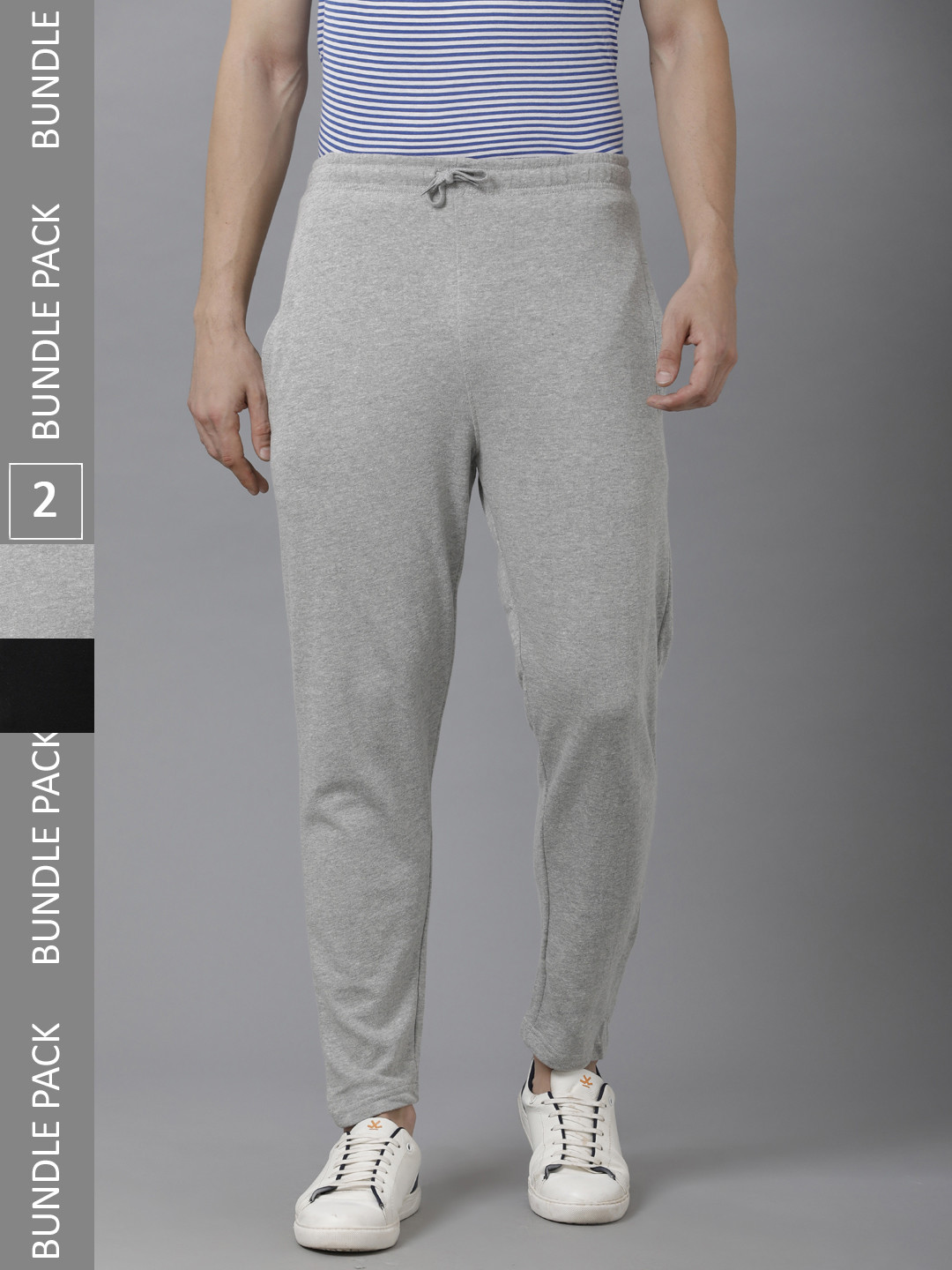 

MADSTO Men Pack Of 2 Cotton Track Pants, Grey